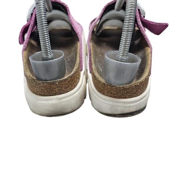 Birkenstock Papillio Sandals Womens Pink Suede Arizona Platform Preppy Boho - Picture 6 of 8